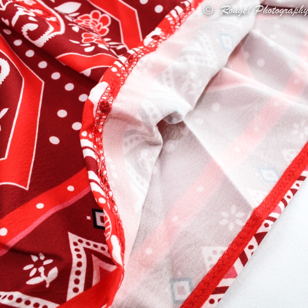 Boho Crochet Backless Red Printed Mini Cami Dress - Picture 6 of 8